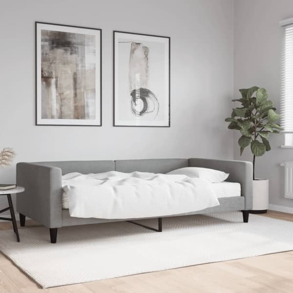 Dagbädd med madrass ljusgrå 100x200 cm tyg
