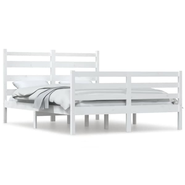 Sängram massiv furu 120x200 cm vit