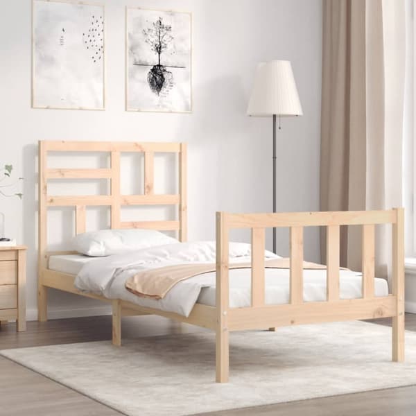 Sängram utan madrass 90x200 cm massiv furu