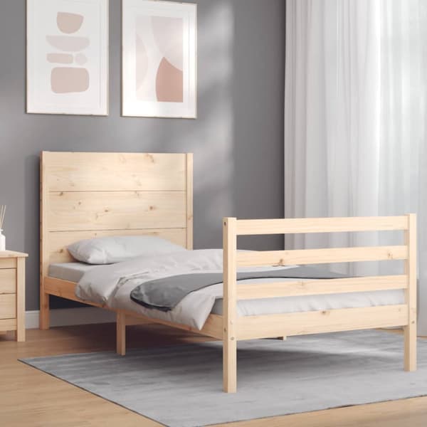 Sängram med huvudgavel 100x200 cm massivt trä