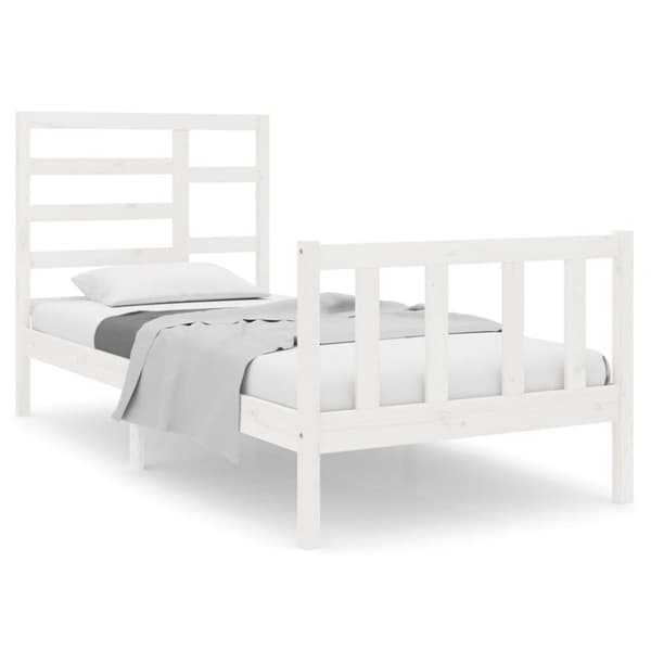 Sängram vit massivt trä 75x190 cm