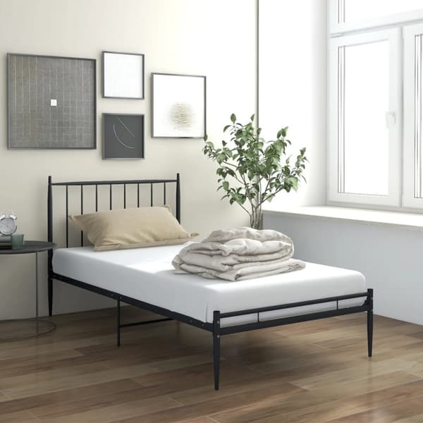 Sängram utan madrass svart metall 90x200 cm