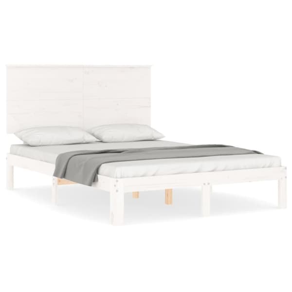 Sängram utan madrass vit 140x200 cm massiv furu