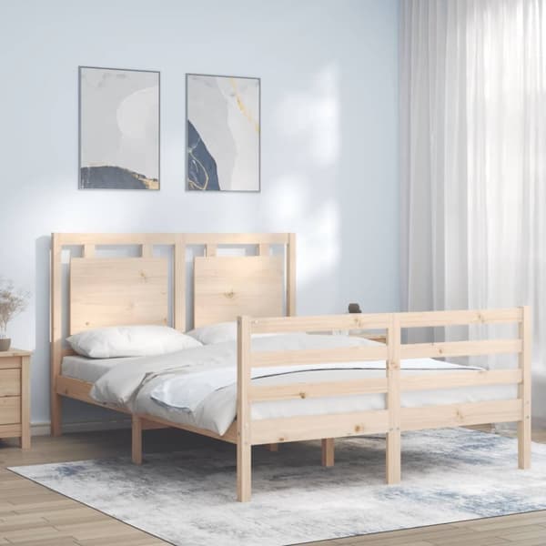 Sängram med huvudgavel 140x190 cm massivt trä