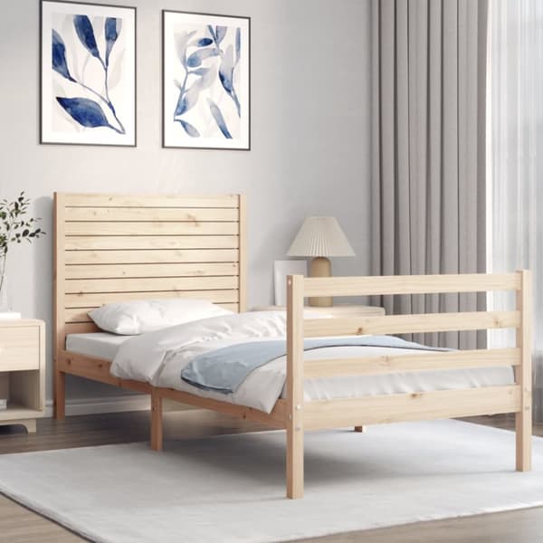 Sängram med huvudgavel 100x200 cm massivt trä