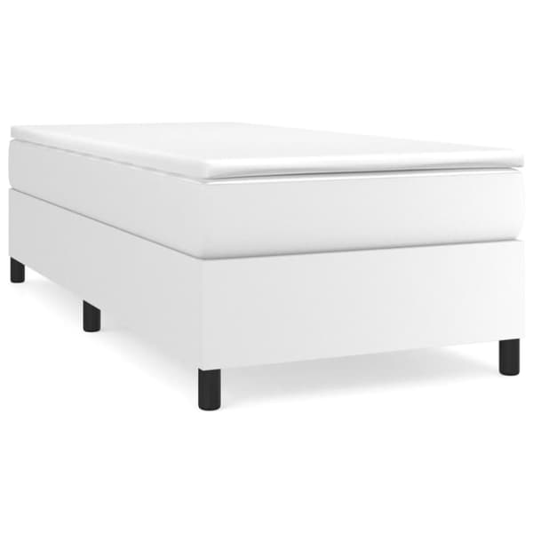 Ramsäng med madrass vit 90x190 cm konstläder
