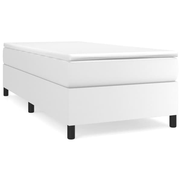 Ramsäng med madrass vit 100x200 cm konstläder