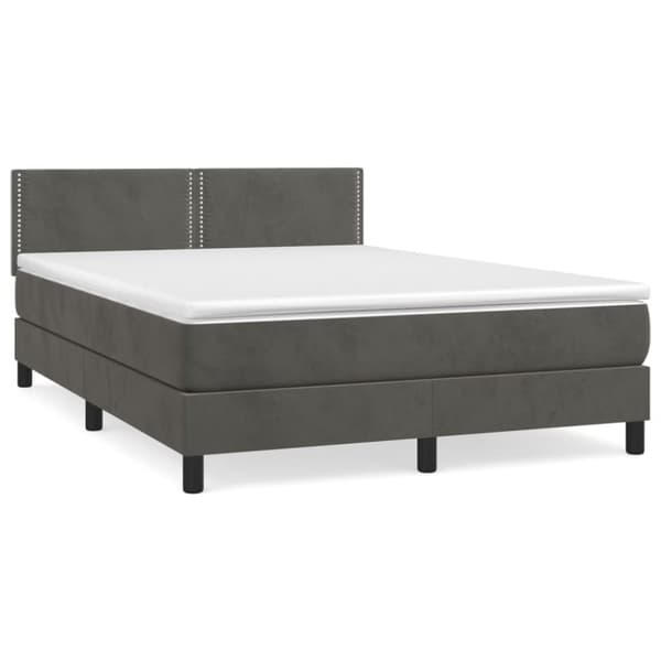 Ramsäng med madrass mörkgrå 140x190 cm sammet