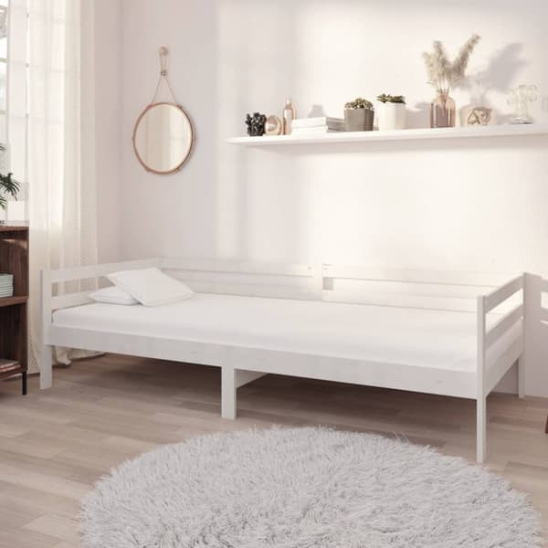 Dagbädd med madrass vit 90x200 cm massiv furu