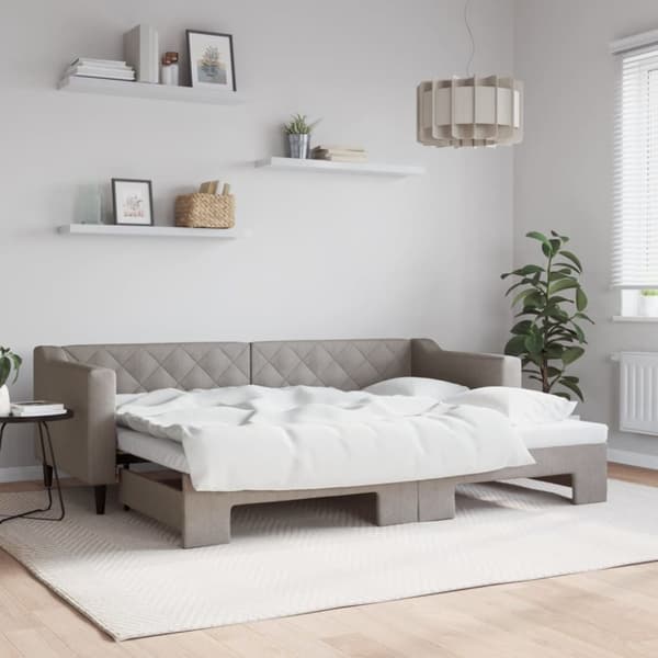 Dagbädd utdragbar taupe 80x200 cm tyg