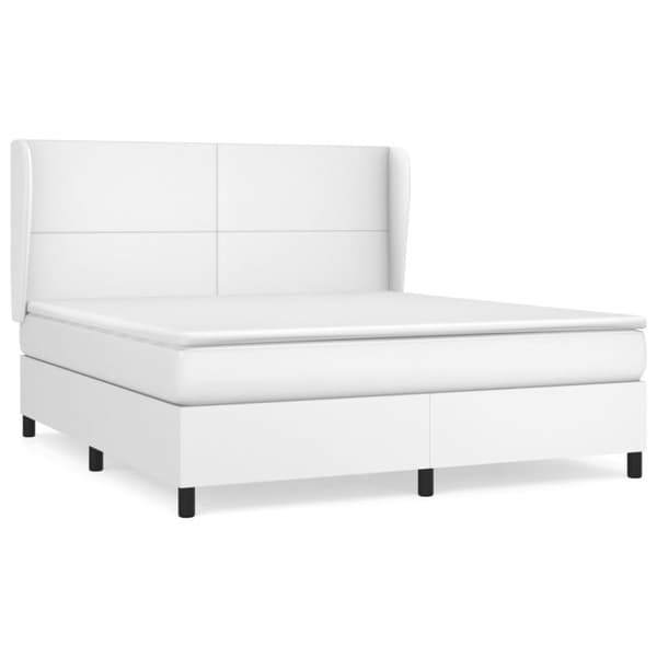 Ramsäng med madrass vit 180x200 cm konstläder