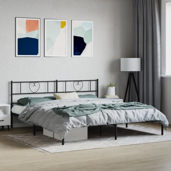 Sängram med huvudgavel metall svart 183x213 cm