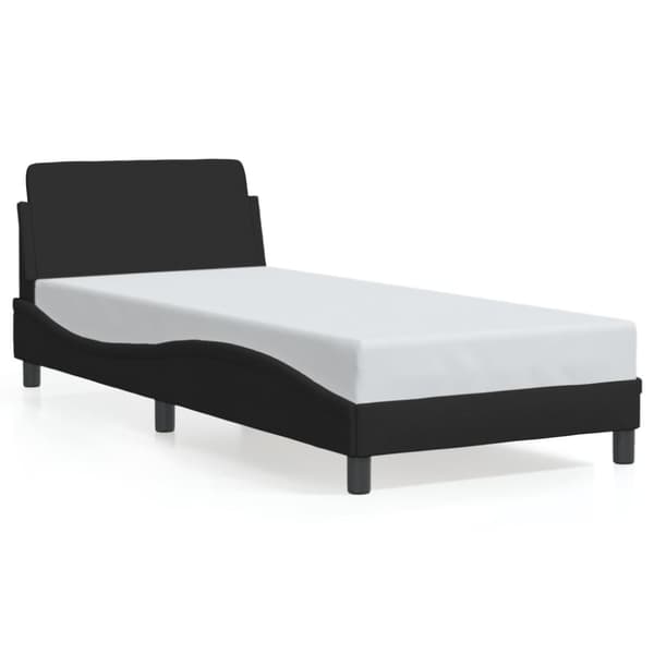 Sängram med huvudgavel utan madrass svart 90x200 cm tyg