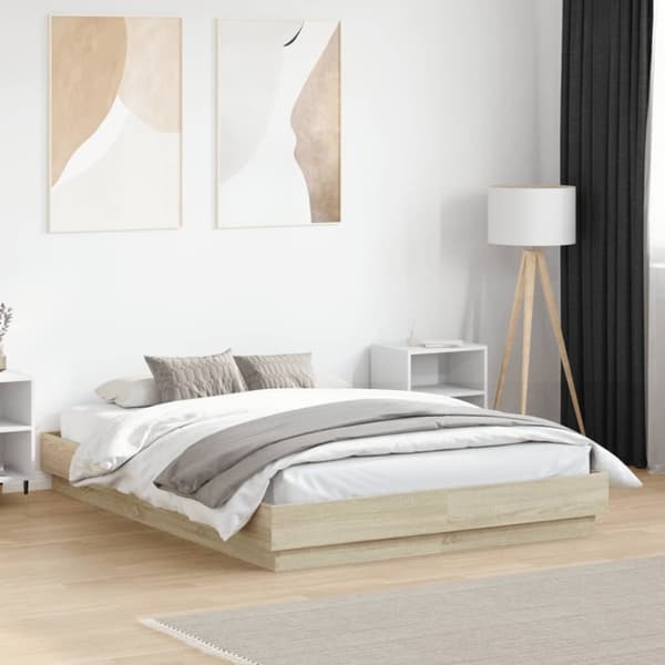 Sängram sonoma-ek 140x190 cm konstruerat trä