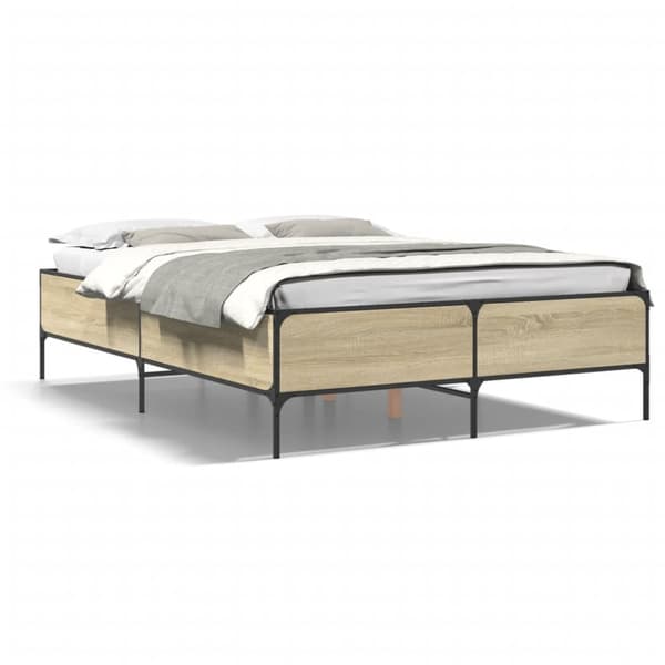 Sängram sonoma-ek 135x190 cm konstruerat trä och metall