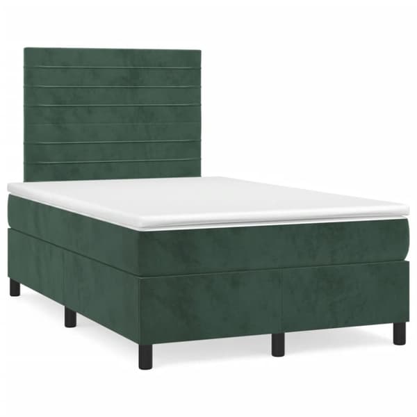 Ramsäng med madrass mörkgrön 120x190 cm sammet
