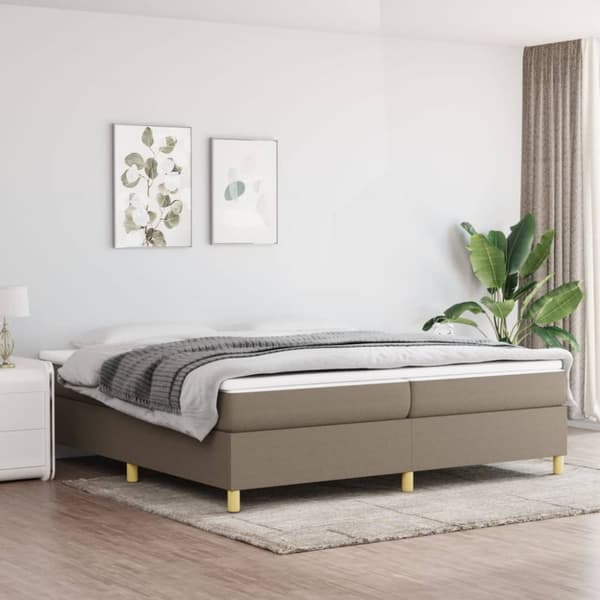 Sängram utan madrass taupe 200x200 cm tyg