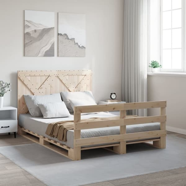 Sängram med huvudgavel 140x200 cm massiv furu
