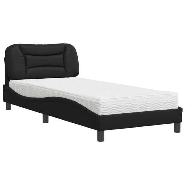Säng med madrass svart 90x200 cm konstläder