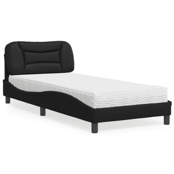 Säng med madrass svart 90x200 cm konstläder
