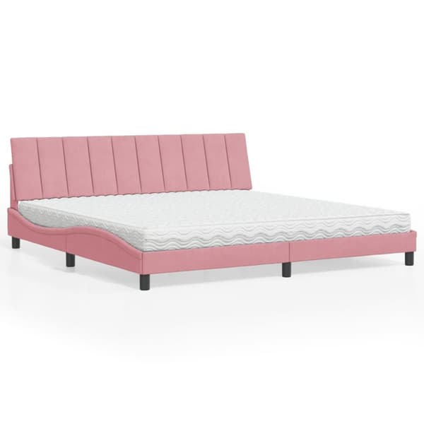 Säng med madrass rosa 200x200 cm sammet