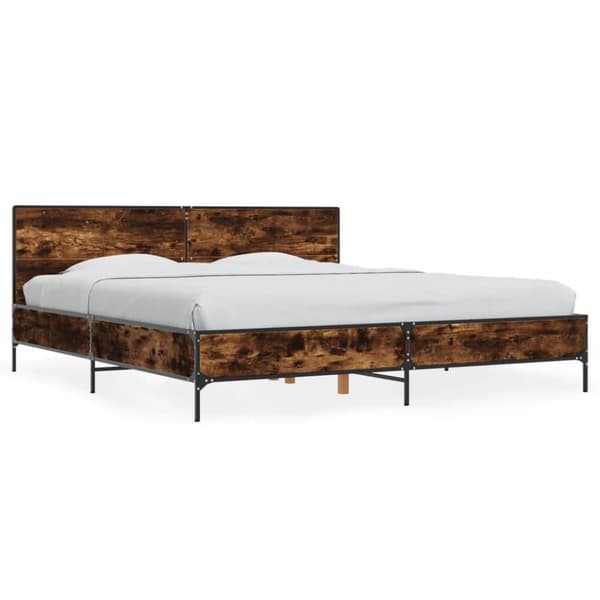 Sängram rökfärgad ek 180x200 cm konstruerat trä och metall