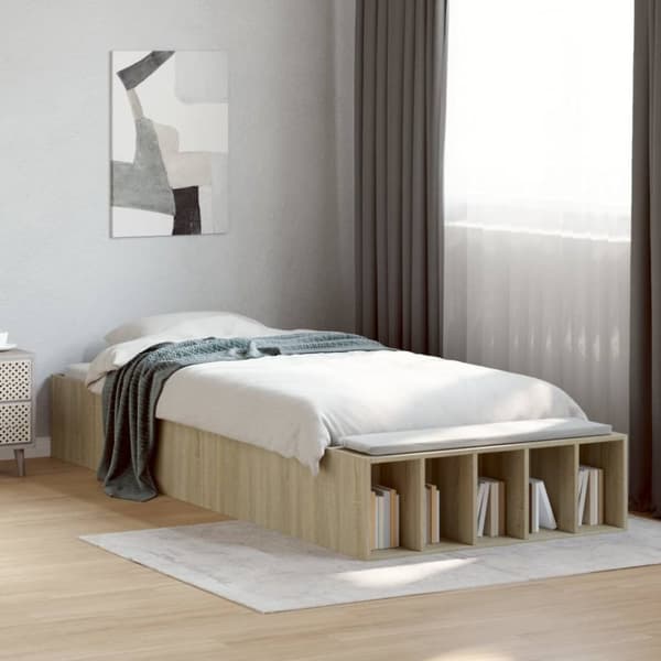 Sängram sonoma-ek 90x190 cm konstruerad trä