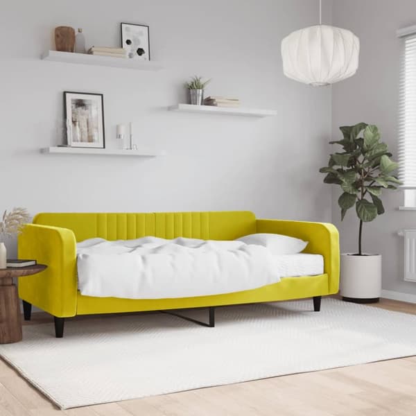 Dagbädd med madrass gul 100x200 cm sammet