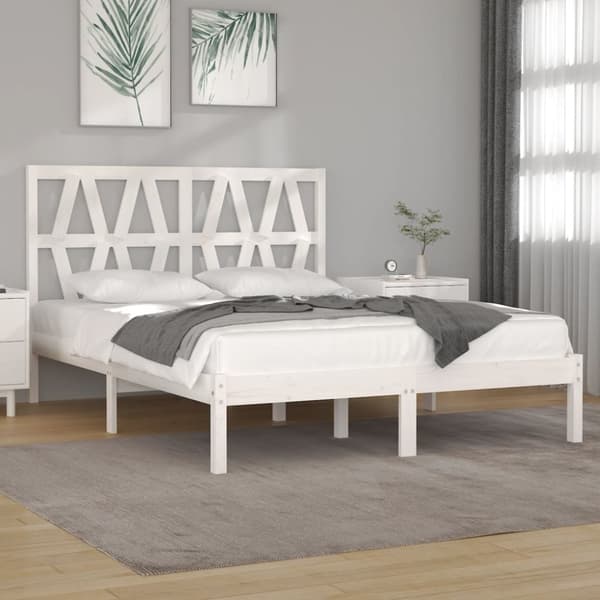 Sängram vit massiv furu 120x190 cm