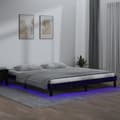 Miniatyrbild 1 av 2: Sängram LED svart 120x190 cm massivt trä
