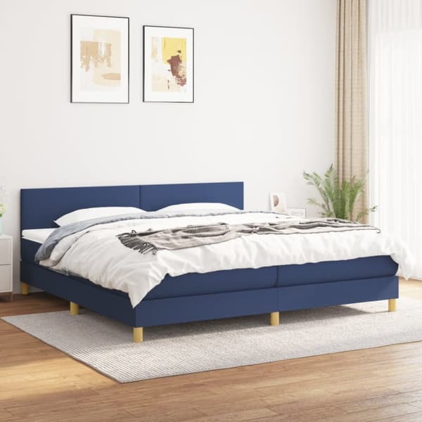 Ramsäng med madrass blå 200x200 cm tyg