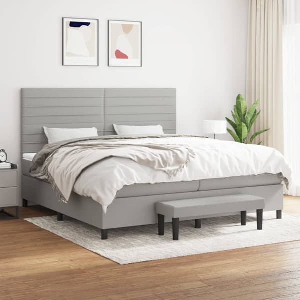 Ramsäng med madrass ljusgrå 200x200 cm tyg