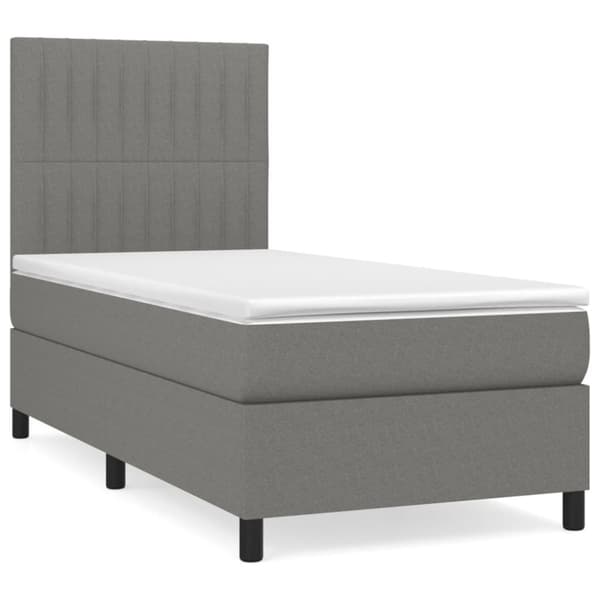 Ramsäng med madrass mörkgrå 90x200 cm tyg