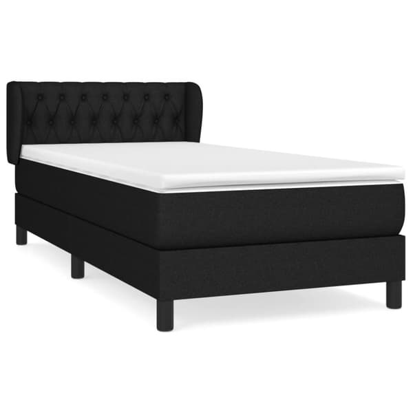 Ramsäng med madrass svart 90x190 cm tyg