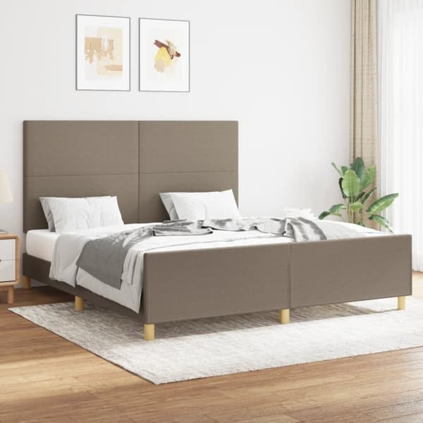 Sängram utan madrass taupe 160x200 cm tyg