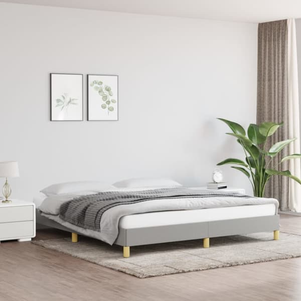 Sängram utan madrass ljusgrå 180x200 cm tyg