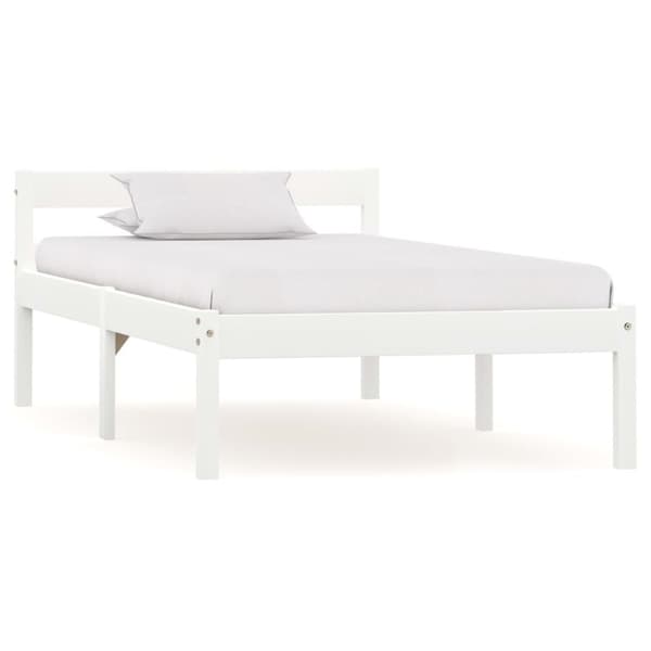 Sängram utan madrass vit massiv furu 100x200 cm