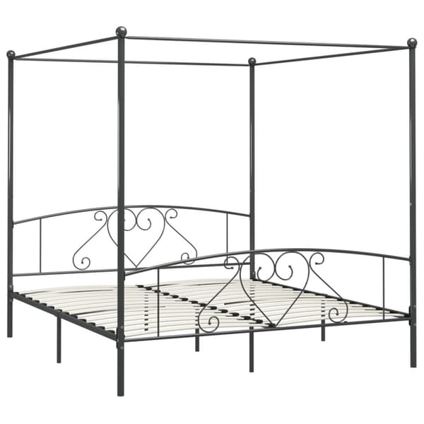 Sänghimmel utan madrass grå metall 200x200 cm