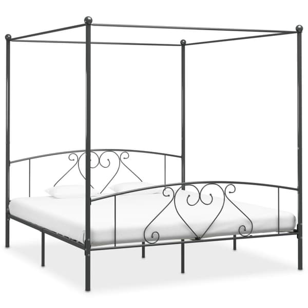 Sänghimmel utan madrass grå metall 200x200 cm
