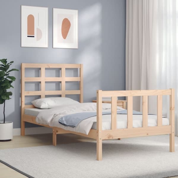 Sängram utan madrass 90x200 cm massiv furu