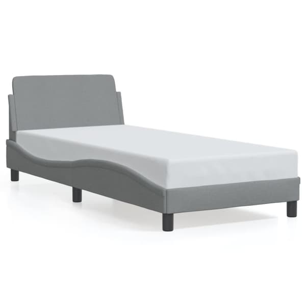 Sängram utan madrass ljusgrå 90x200 cm tyg
