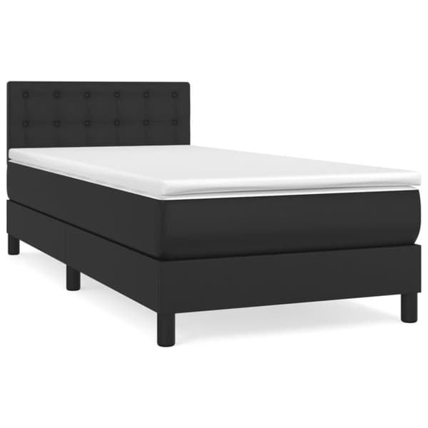 Ramsäng med madrass svart 90x190 cm konstläder