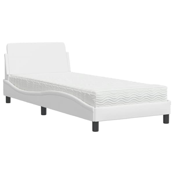 Säng med madrass vit 90x190 cm konstläder