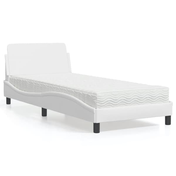 Säng med madrass vit 90x190 cm konstläder