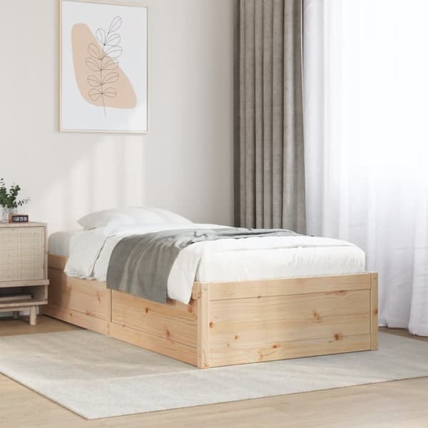 Sängram utan madrass 90x200 cm massiv furu