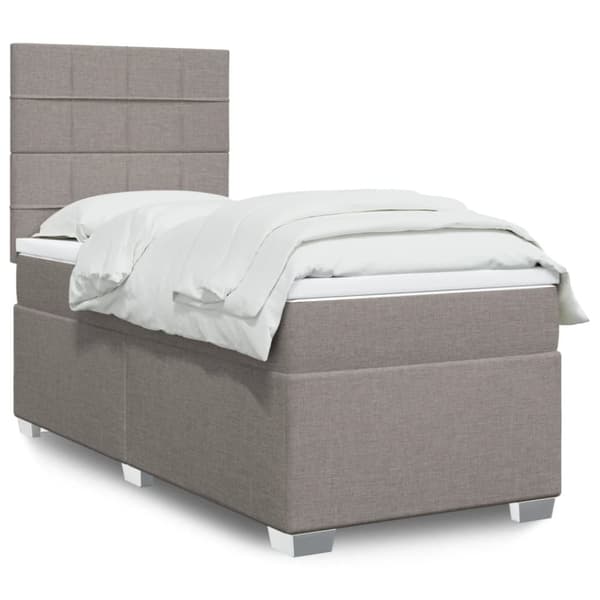 Ramsäng med madrass taupe 80x200 cm tyg