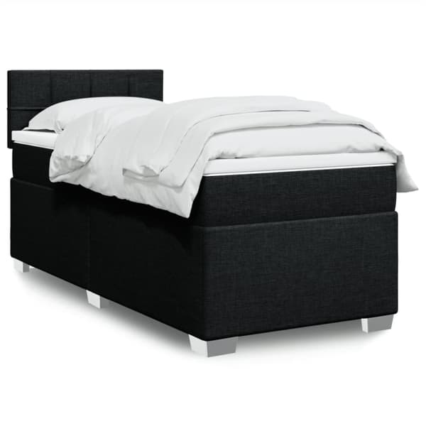 Ramsäng med madrass svart 90x190 cm tyg