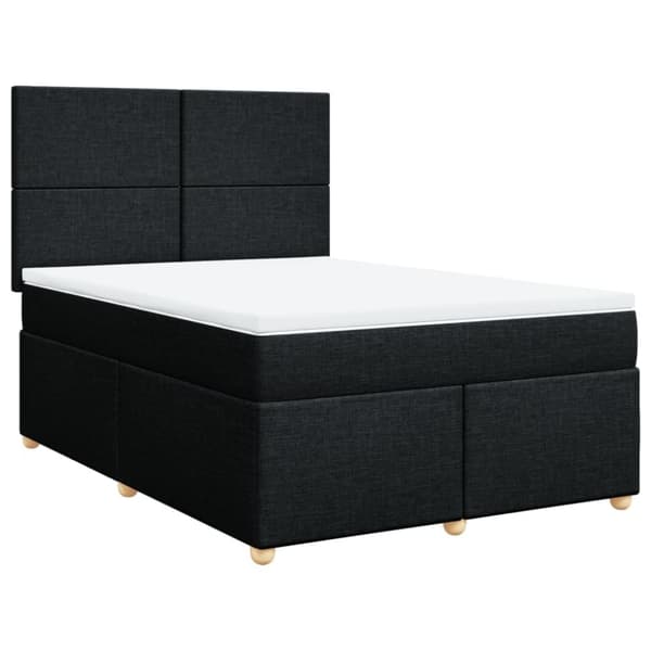 Ramsäng med madrass svart 140x190 cm tyg