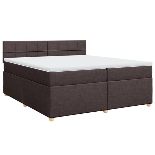 Ramsäng med madrass mörkbrun 200x200 cm tyg