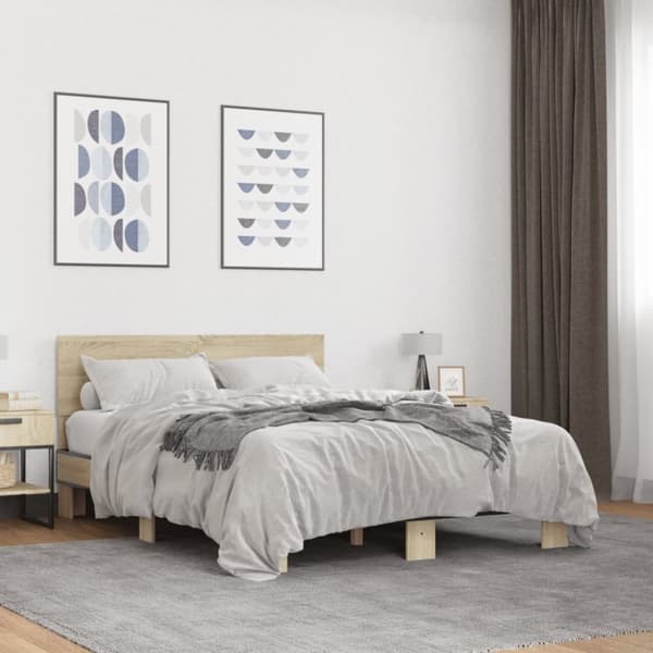Sängram sonoma-ek 120x200 cm konstruerad trä och metall